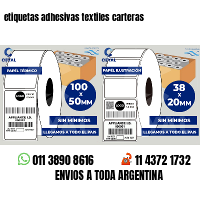 etiquetas adhesivas textiles carteras