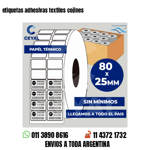 etiquetas adhesivas textiles cojines