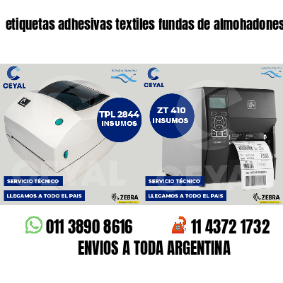 etiquetas adhesivas textiles fundas de almohadones
