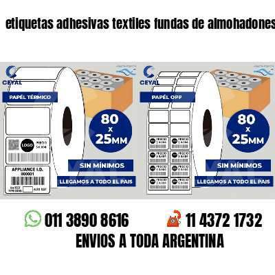 etiquetas adhesivas textiles fundas de almohadones