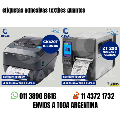 etiquetas adhesivas textiles guantes