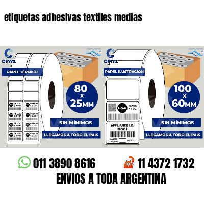 etiquetas adhesivas textiles medias
