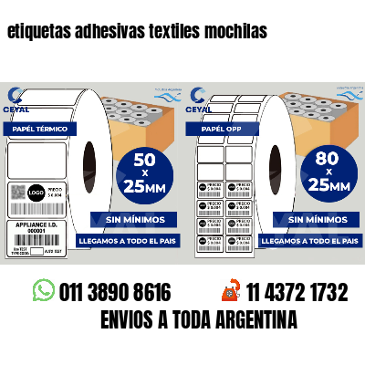 etiquetas adhesivas textiles mochilas