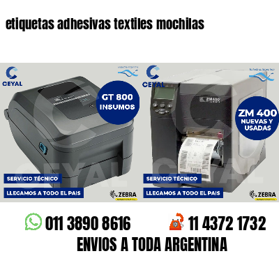 etiquetas adhesivas textiles mochilas
