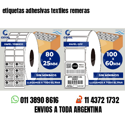 etiquetas adhesivas textiles remeras