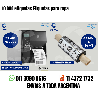 10.000 etiquetas Etiquetas para ropa