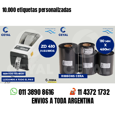 10.000 etiquetas personalizadas