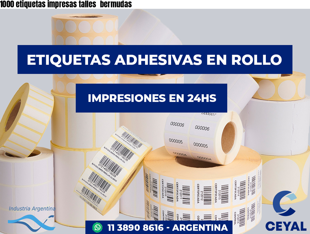 1000 etiquetas impresas talles  bermudas