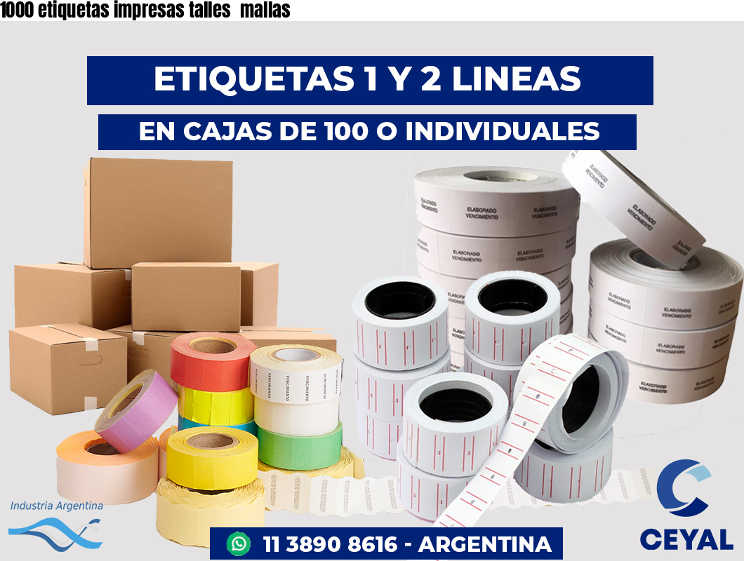 1000 etiquetas impresas talles  mallas
