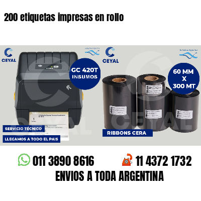 200 etiquetas impresas en rollo