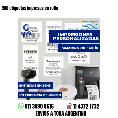 200 etiquetas impresas en rollo