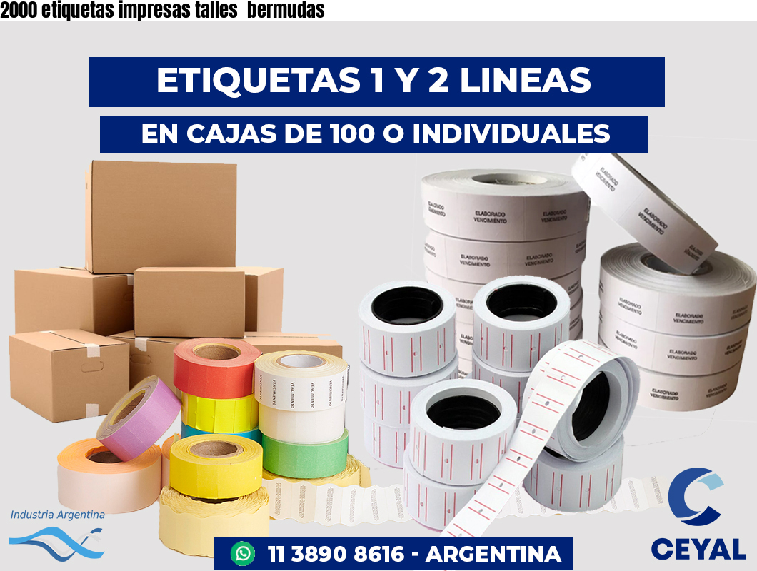 2000 etiquetas impresas talles  bermudas