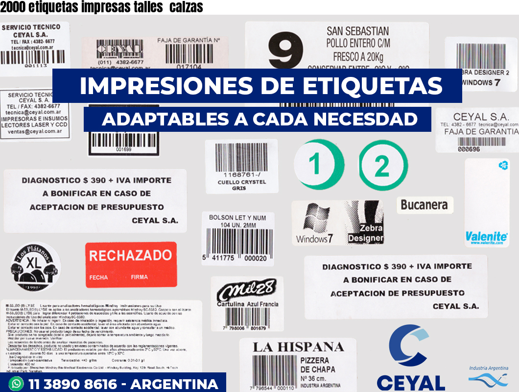 2000 etiquetas impresas talles  calzas
