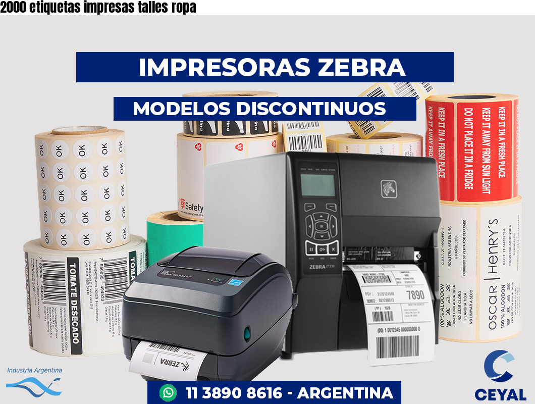 2000 etiquetas impresas talles ropa