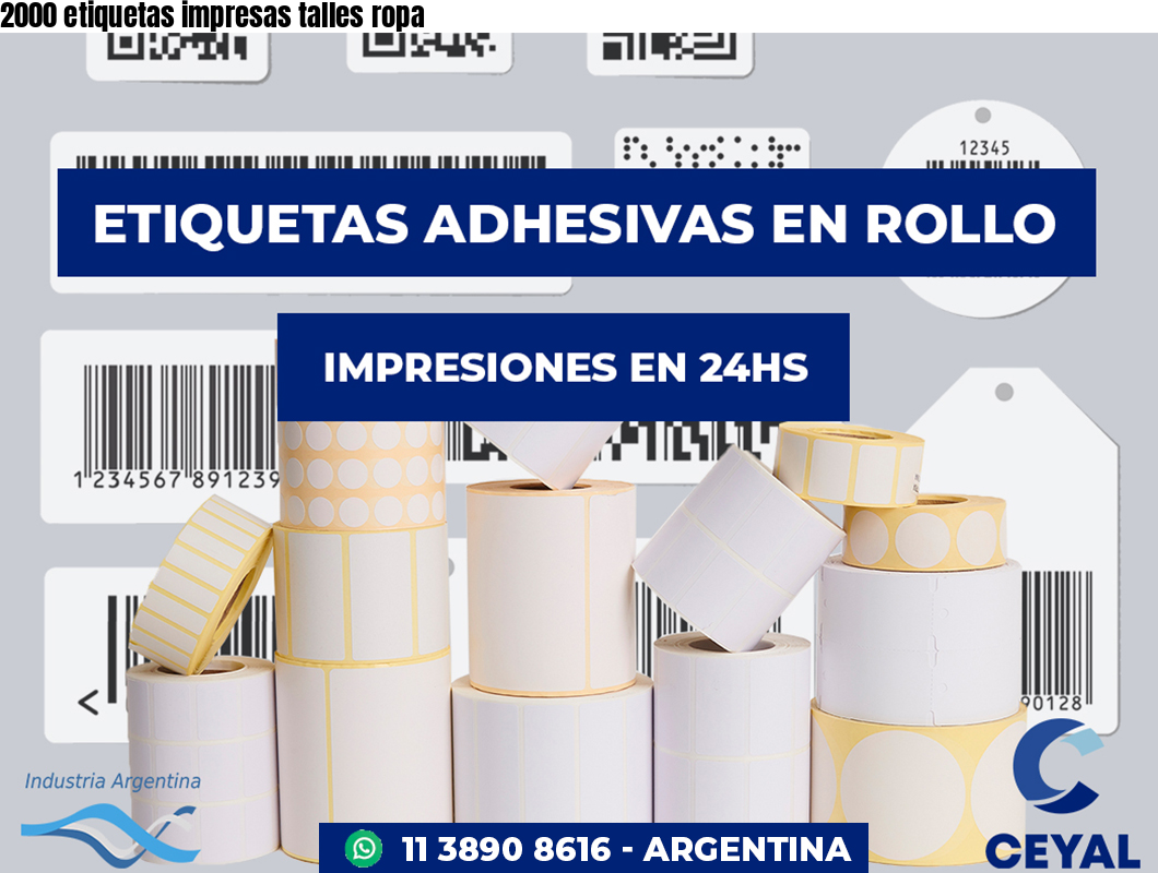 2000 etiquetas impresas talles ropa