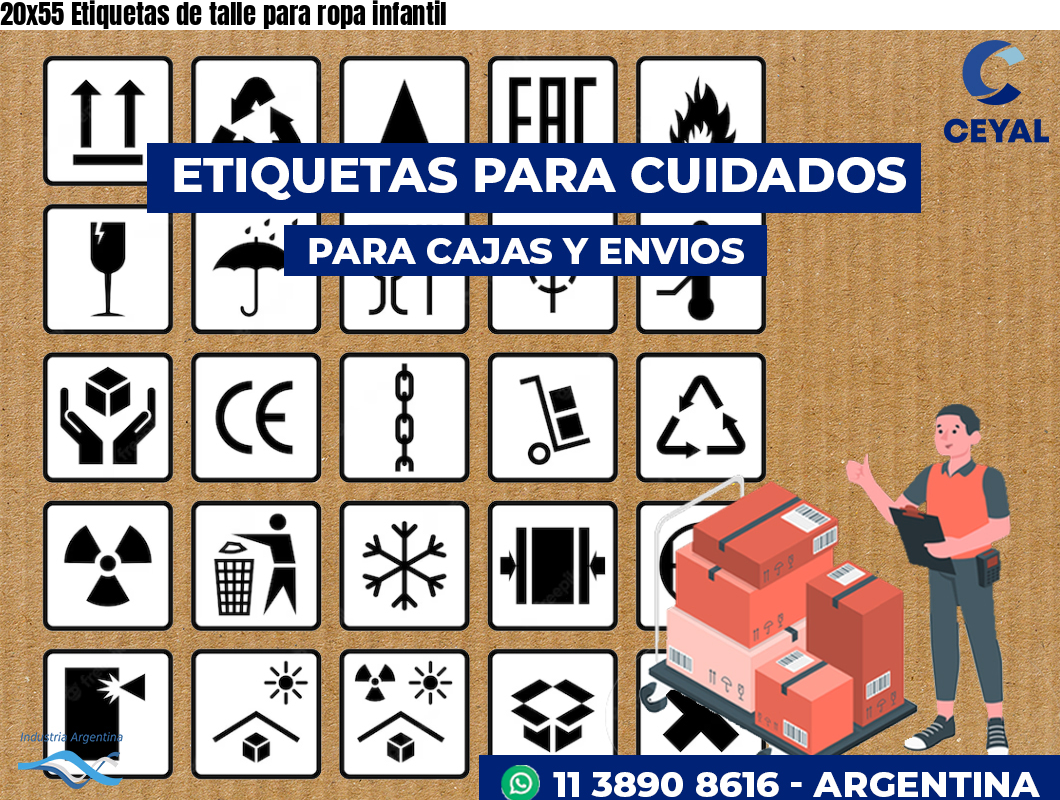 20x55 Etiquetas de talle para ropa infantil