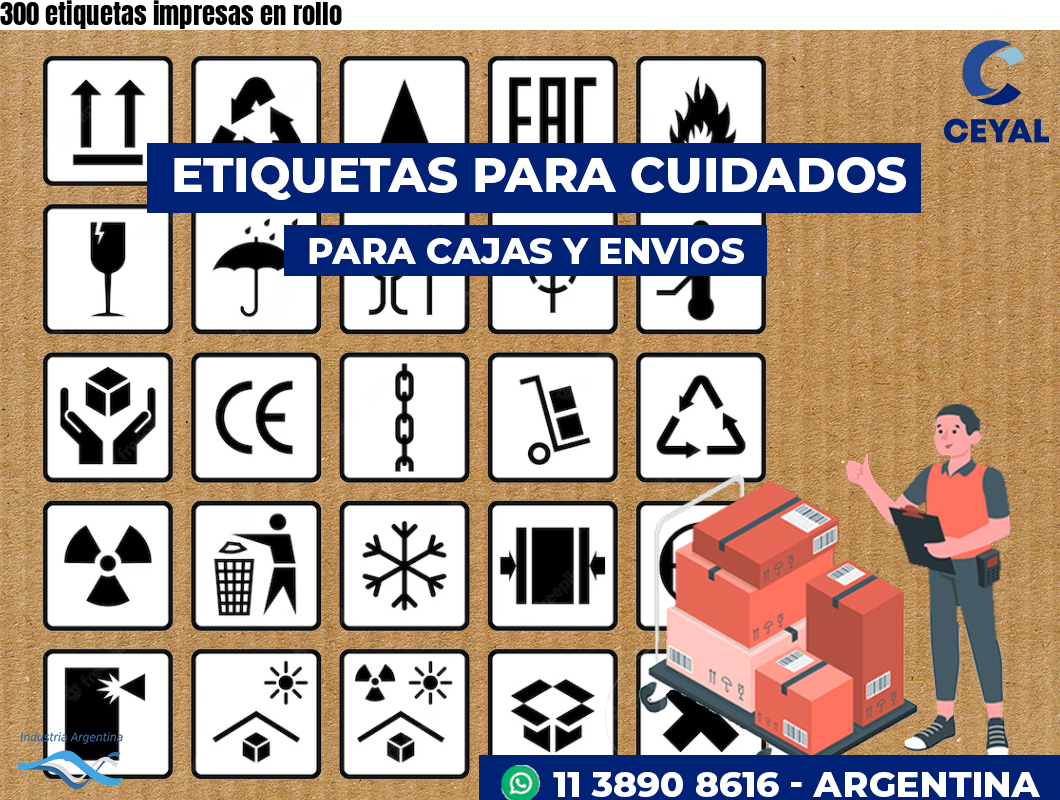 300 etiquetas impresas en rollo