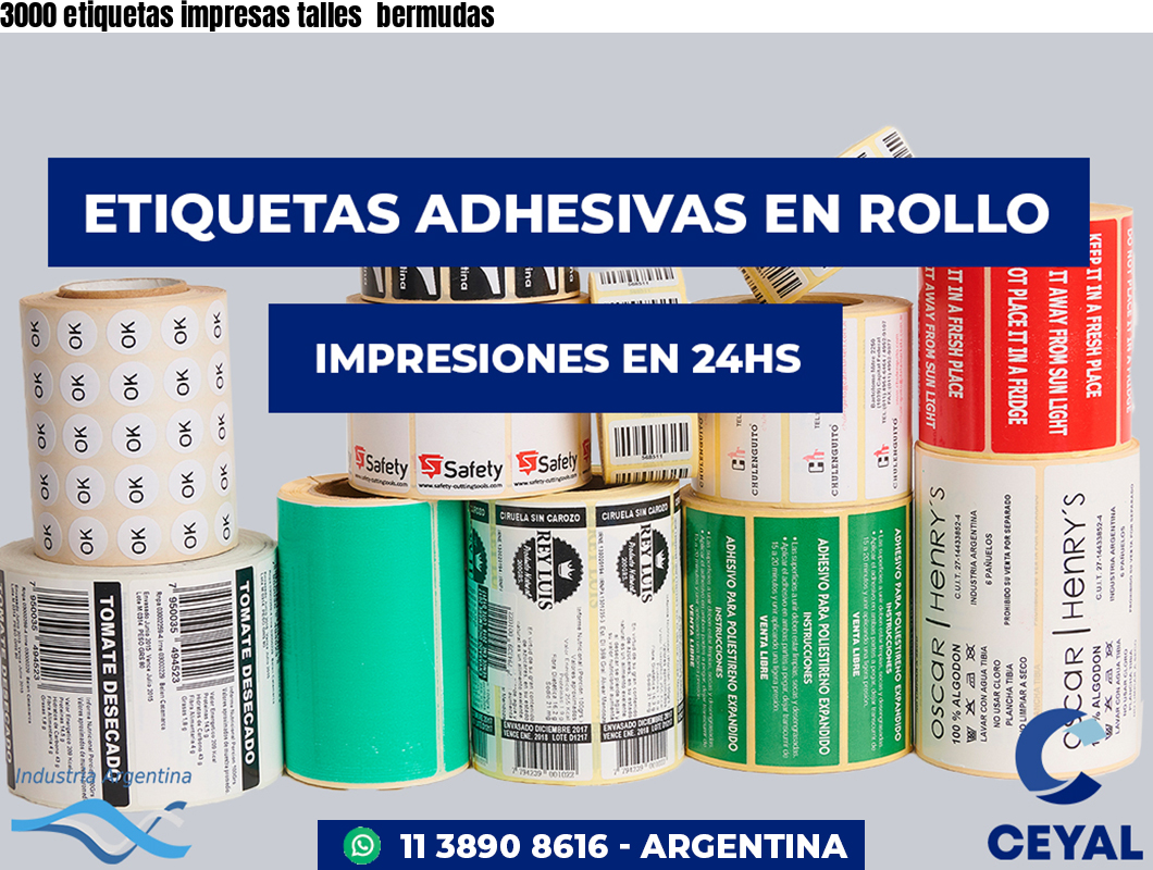 3000 etiquetas impresas talles  bermudas