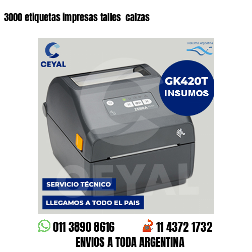 3000 etiquetas impresas talles  calzas