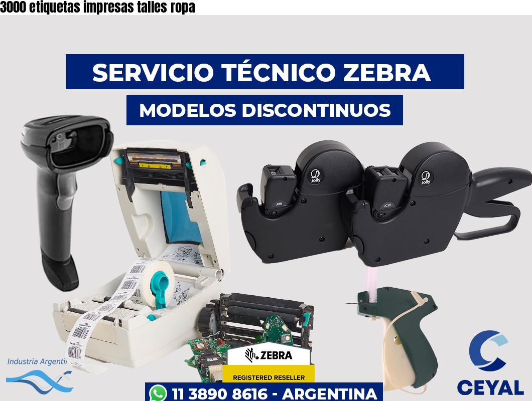 3000 etiquetas impresas talles ropa
