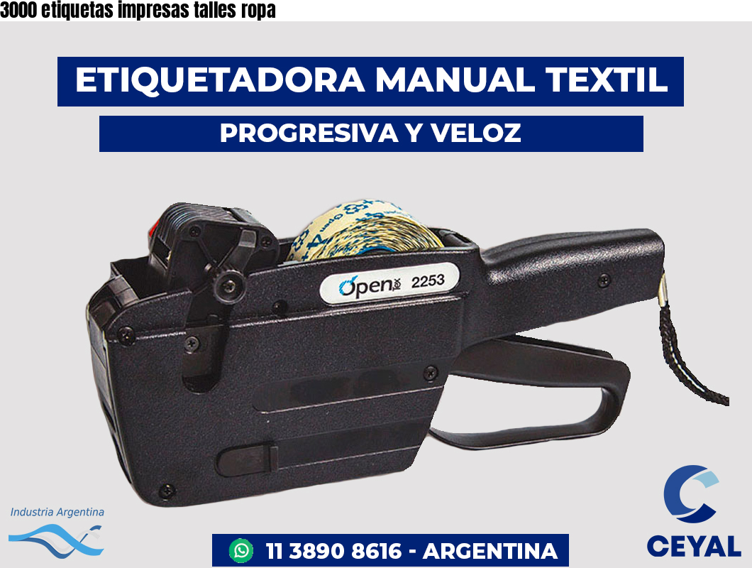 3000 etiquetas impresas talles ropa