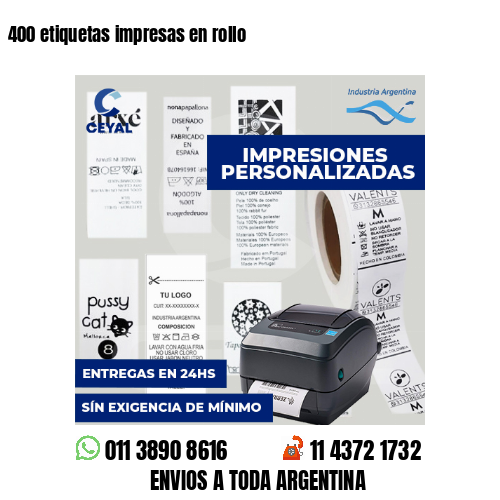400 etiquetas impresas en rollo