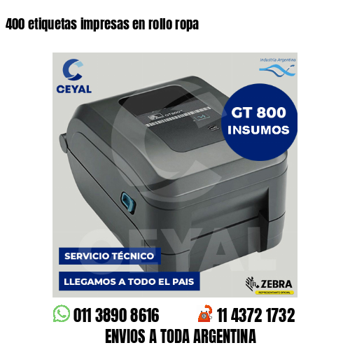 400 etiquetas impresas en rollo ropa