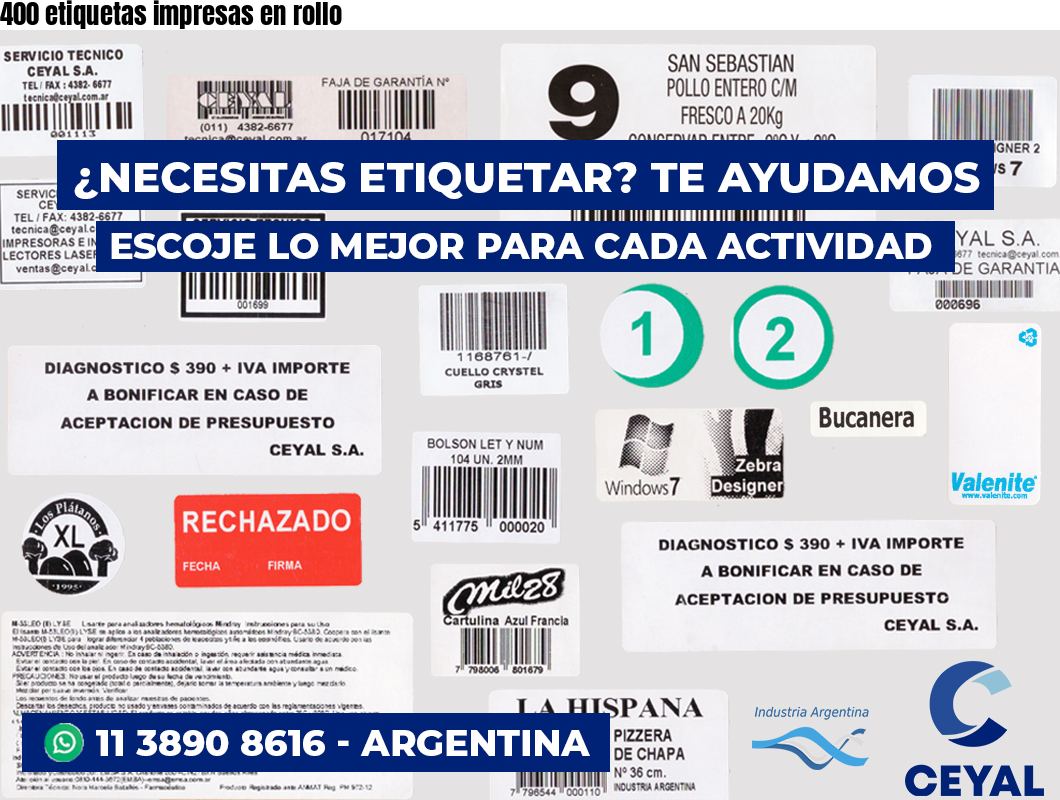400 etiquetas impresas en rollo