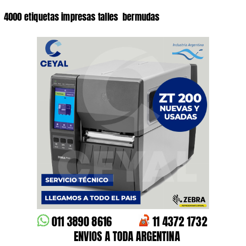 4000 etiquetas impresas talles  bermudas
