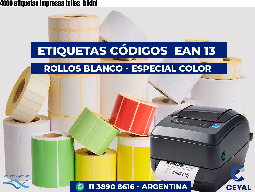 4000 etiquetas impresas talles  bikini