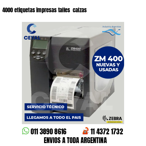 4000 etiquetas impresas talles calzas