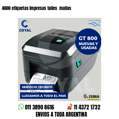 4000 etiquetas impresas talles mallas