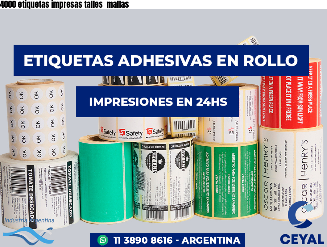 4000 etiquetas impresas talles  mallas