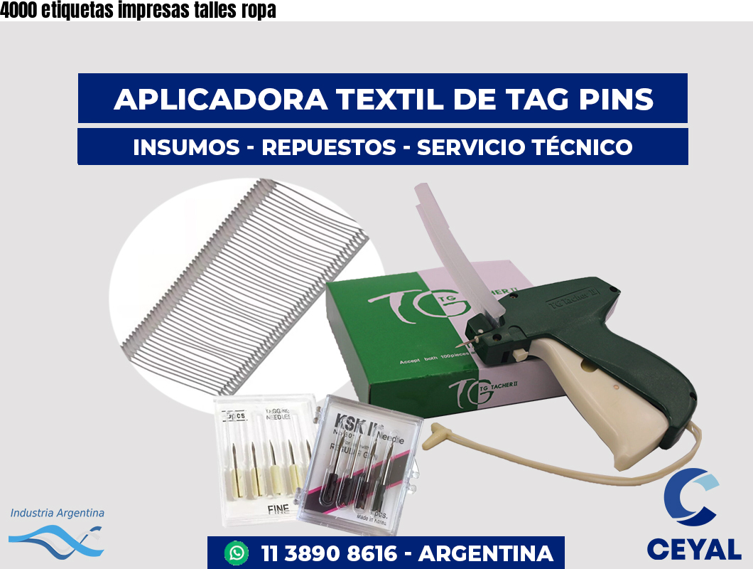 4000 etiquetas impresas talles ropa