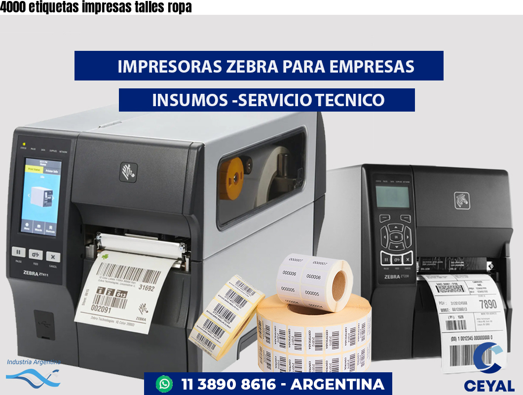 4000 etiquetas impresas talles ropa