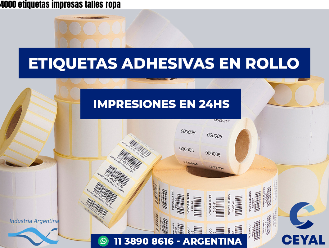 4000 etiquetas impresas talles ropa