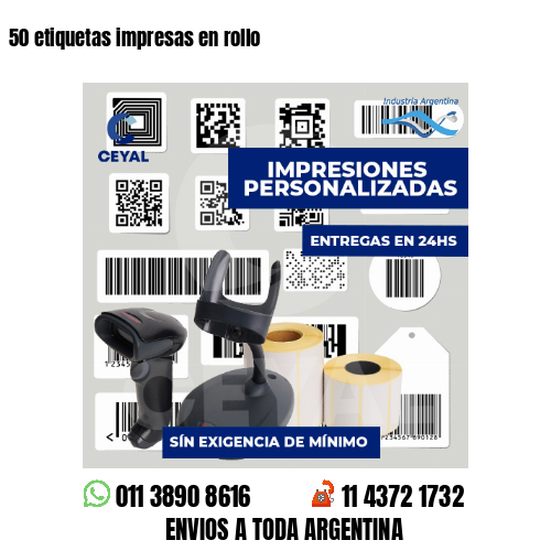 50 etiquetas impresas en rollo