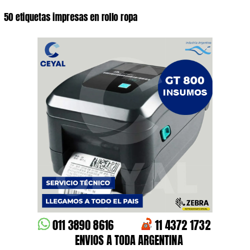 50 etiquetas impresas en rollo ropa
