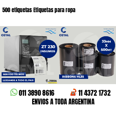 500 etiquetas Etiquetas para ropa