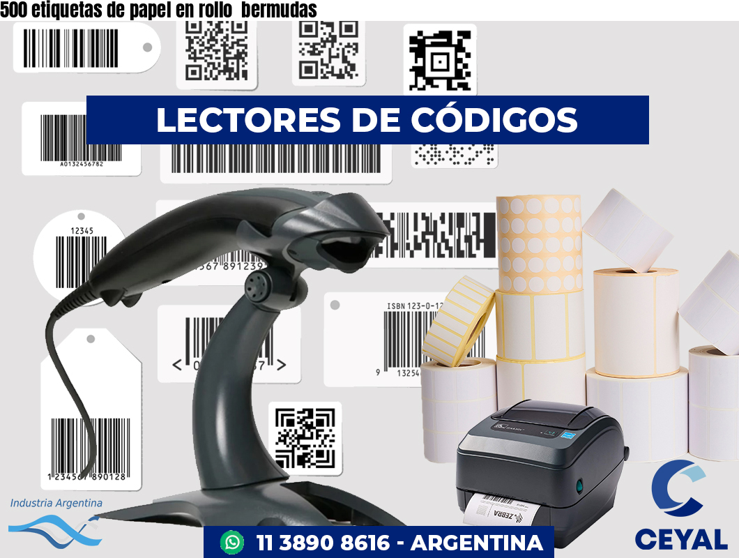 500 etiquetas de papel en rollo bermudas