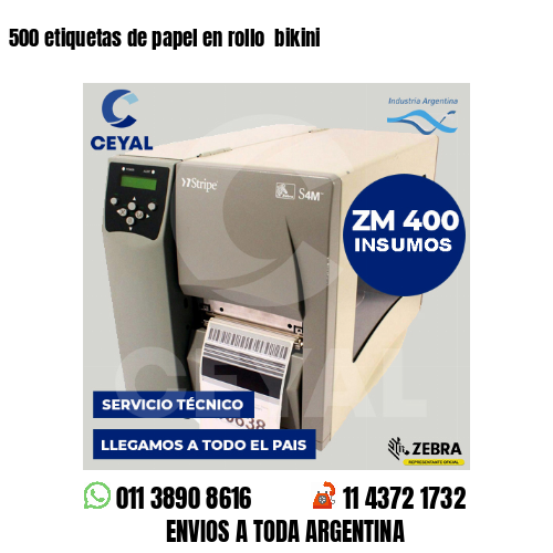 500 etiquetas de papel en rollo bikini