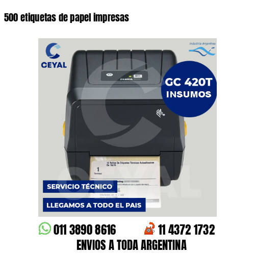 500 etiquetas de papel impresas