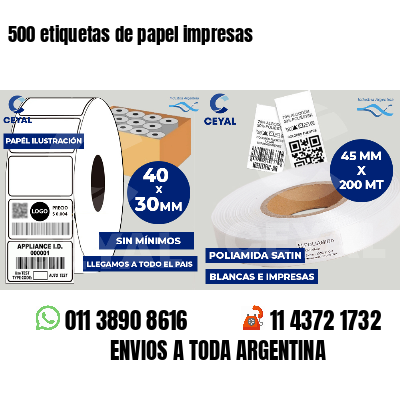 500 etiquetas de papel impresas