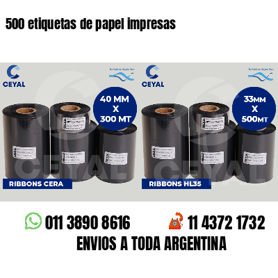 500 etiquetas de papel impresas