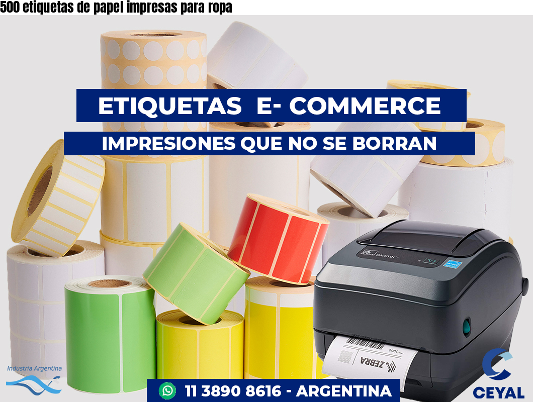 500 etiquetas de papel impresas para ropa