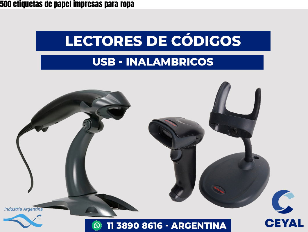 500 etiquetas de papel impresas para ropa