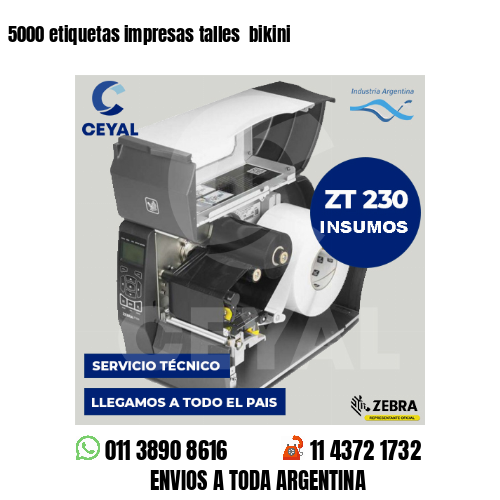 5000 etiquetas impresas talles bikini