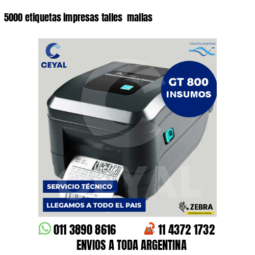 5000 etiquetas impresas talles mallas