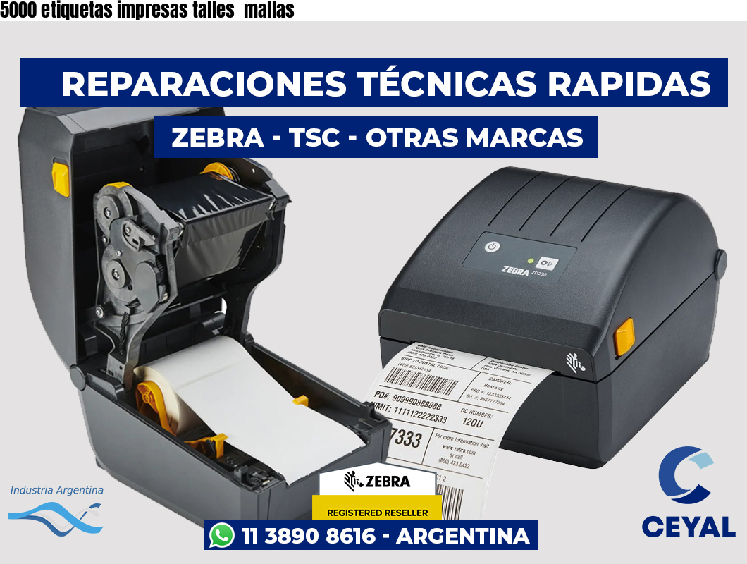 5000 etiquetas impresas talles mallas