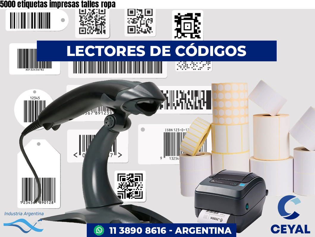 5000 etiquetas impresas talles ropa